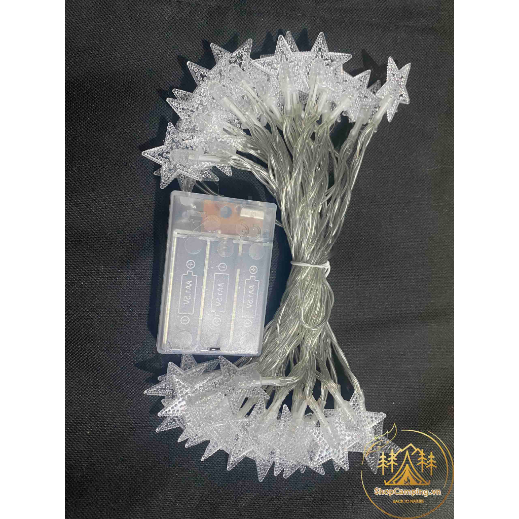 Dây đèn led pin aa ngôi sao,bông tuyết 6m và 10m trang trí noel, tết, lễ hội, dercor nhà cửa - Camping VietNam