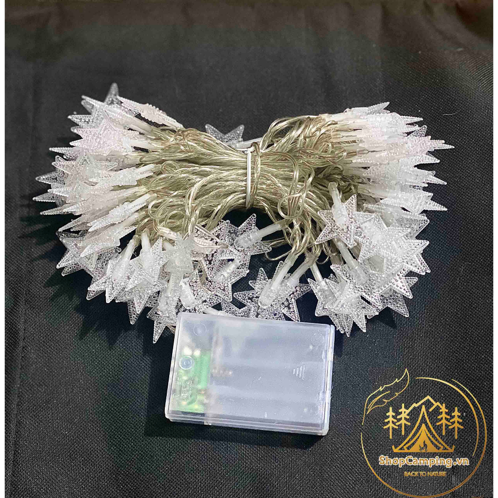 Dây đèn led pin aa ngôi sao,bông tuyết 6m và 10m trang trí noel, tết, lễ hội, dercor nhà cửa - Camping VietNam