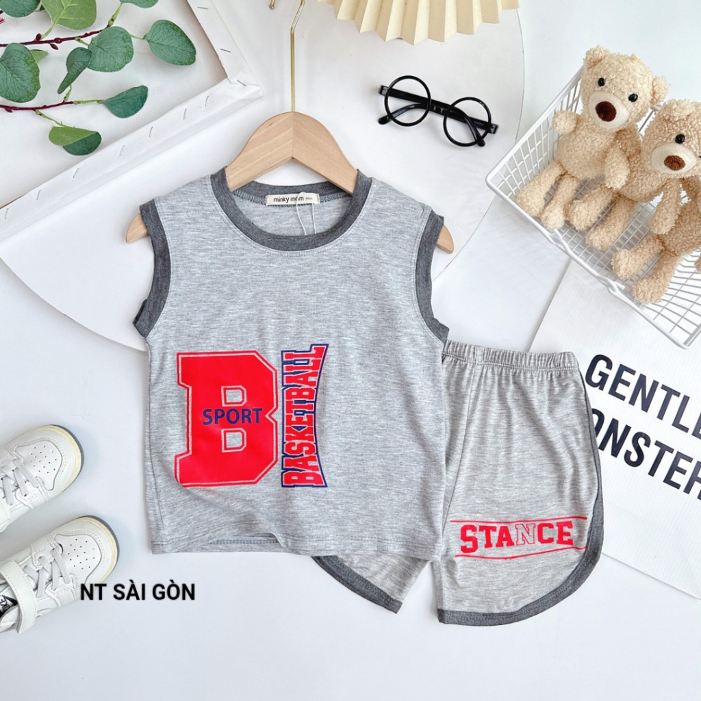 Bộ quần áo cho bé, bộ ba lỗ thun lạnh phối màu Minky mom cho bé từ 7- 18kg