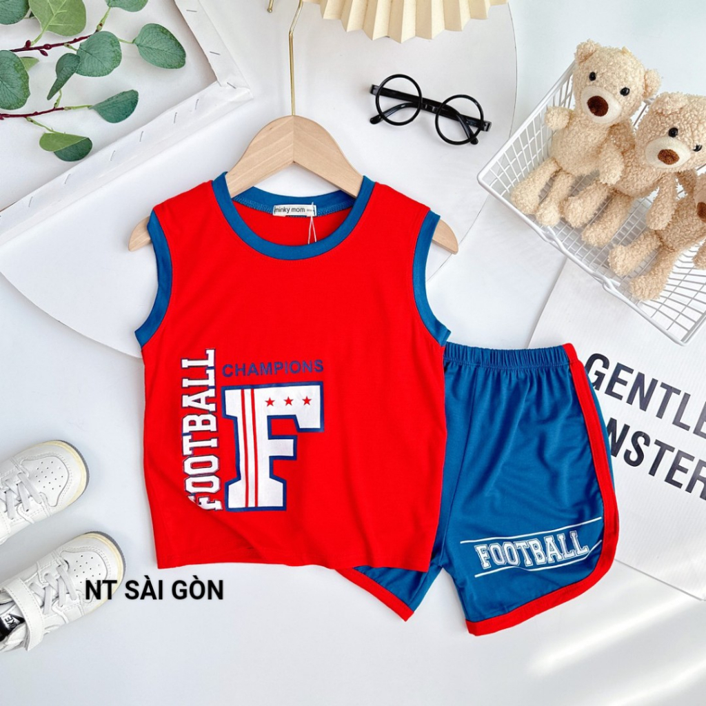 Bộ quần áo cho bé, bộ ba lỗ thun lạnh phối màu Minky mom cho bé từ 7- 18kg