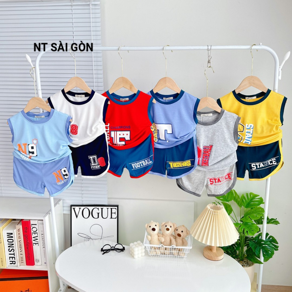 Bộ quần áo cho bé, bộ ba lỗ thun lạnh phối màu Minky mom cho bé từ 7- 18kg