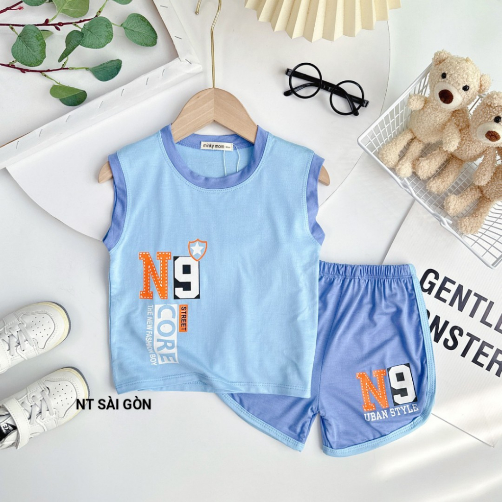 Bộ quần áo cho bé, bộ ba lỗ thun lạnh phối màu Minky mom cho bé từ 7- 18kg