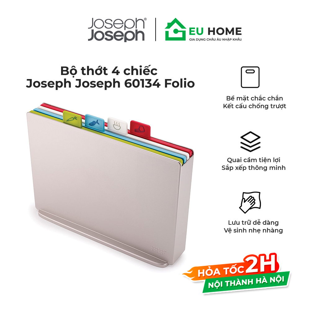 Bộ Thớt Hai Mặt Joseph Joseph 60134 Folio Silver 4 Món Sắp Xếp Thông Minh Gọn Gàng - EU Home