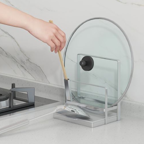 Kệ để vung nồi,đũa,muỗng lúc nấu inox 304 Chính Hãng Nanichino kèm khay inox không rỉ sét