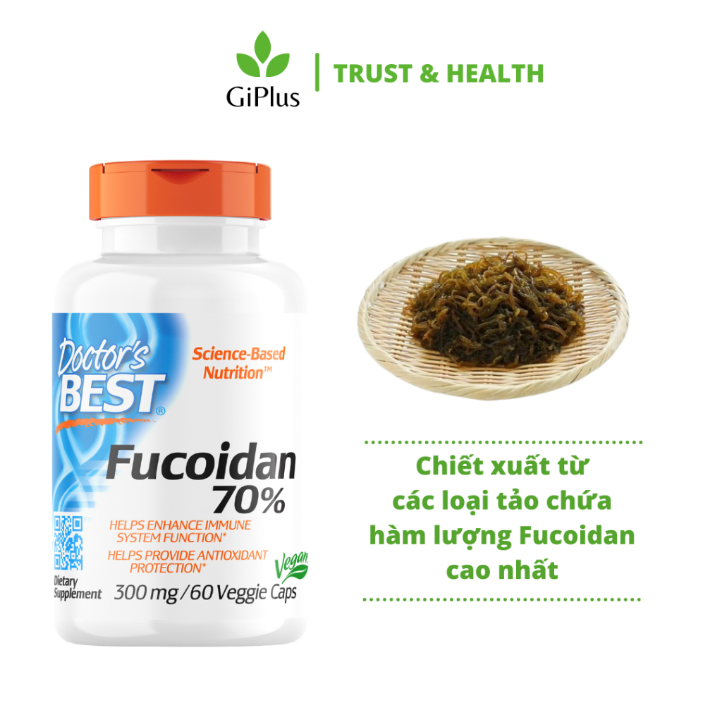 Viên Uống DOCTOR’S BEST Fucoidan 70% 300mg Giảm Tăng Sinh Khối U, Ngăn Ngừa Tế Bào Ung Thư (90 viên/lọ)