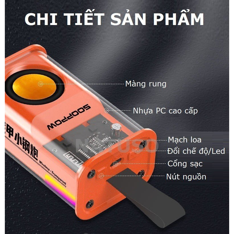 Loa bluetooth mini không dây Natuso B401 nghe nhạc bass rung công suất cao đèn led nhiều màu