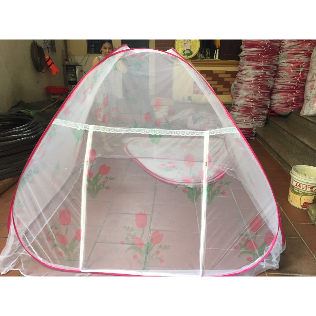 Màn Mùng Chụp Tự Bung Đỉnh Vuông người lớn Bình Minh 1m6 1m8 1m2 2m2 chống muỗi gấp gọn tiền dụng cao cấp
