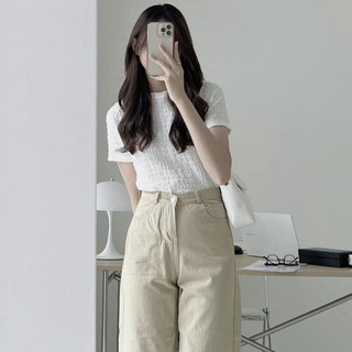 Áo ngắn tay cổ tròn chất xốp - titto closet