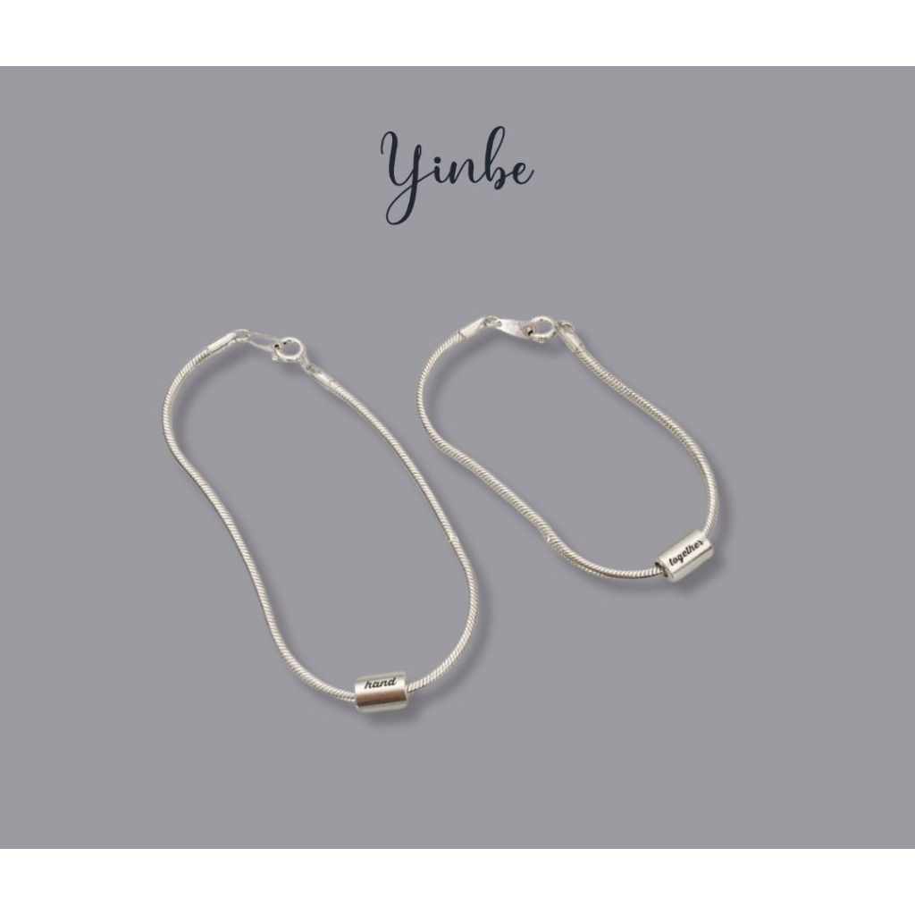 Vòng Tay Đôi Sym Lắc Tay Bạc Nam Nữ Khắc Chữ Theo Yêu cầu Hình Trụ Tròn Yinbe Silver YB026