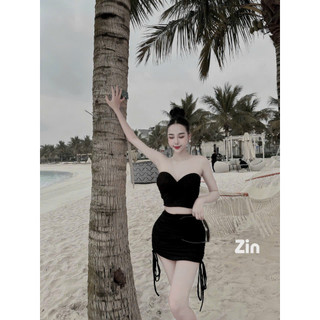 Set chân váy rút dây kèm áo ống sexy có sẵn mut ngực chất vải gân xịn-ghtt- nxboutique