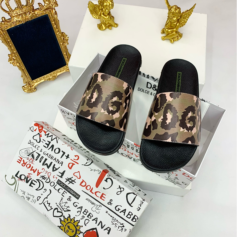 Dép lê quai ngang Dolce Gabbana họa tiết da beo logo đế LA on web fullbox bill thẻ phụ kiện