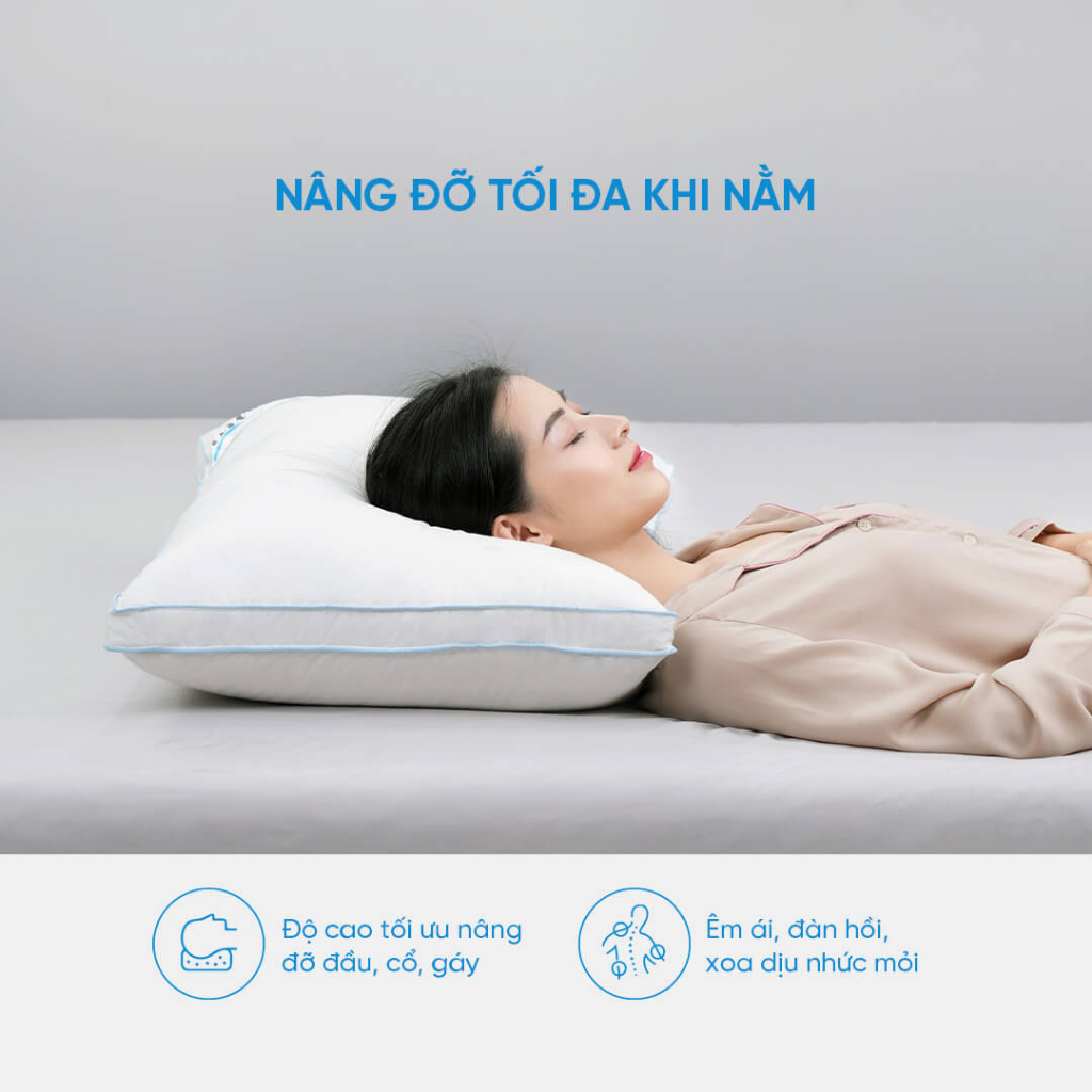 Gối nằm lông vũ tự nhiên Doona Dream Cloud 70% 45x65cm cực kì êm ái bảo hành bởi Vua Nệm