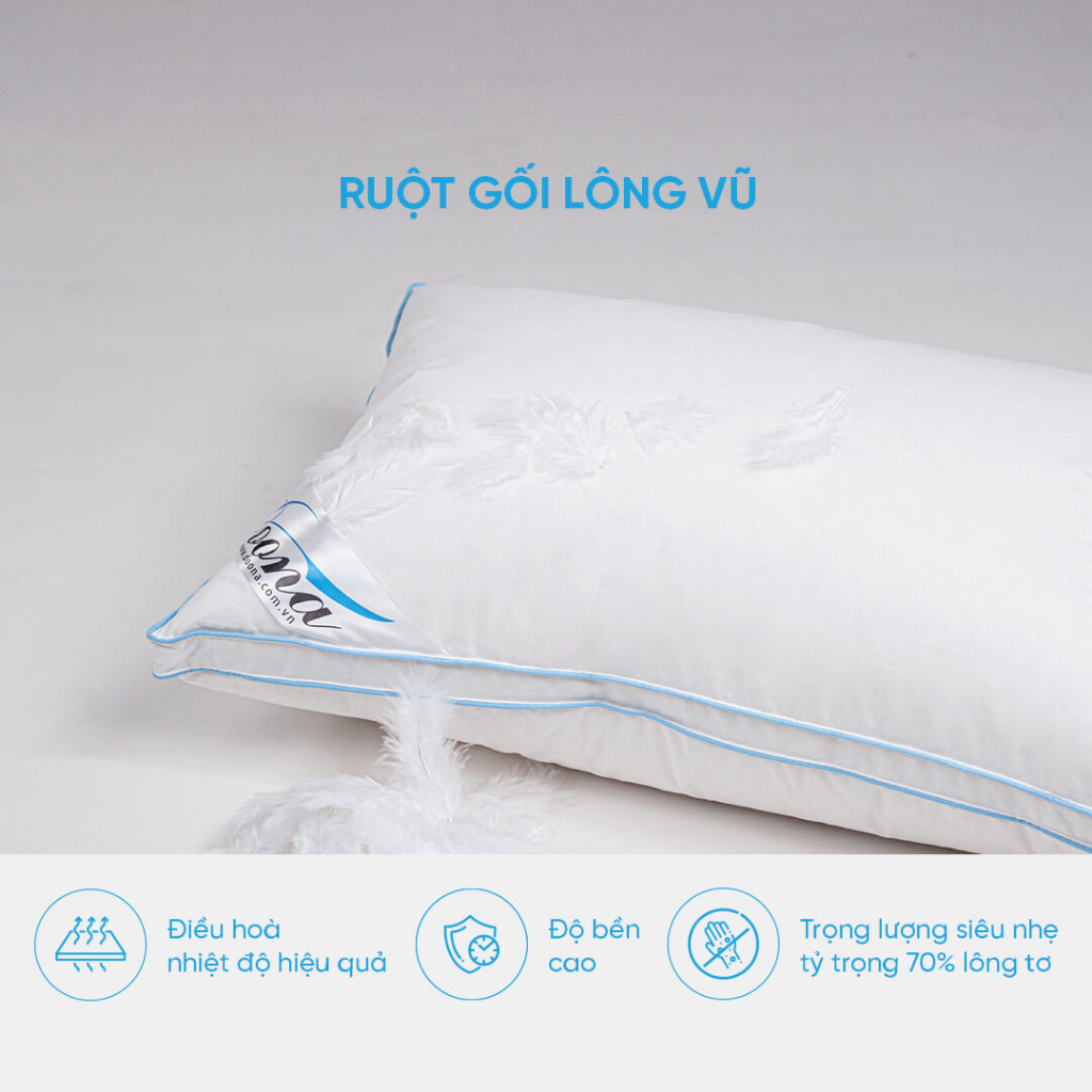 Gối nằm lông vũ Doona Sandwich 45x65cm siêu mềm và êm ái bảo hành bởi Vua Nệm