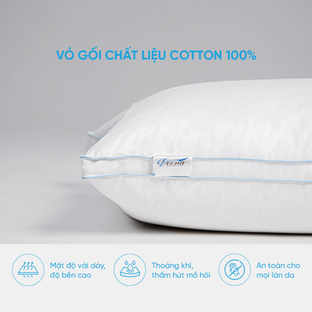 Gối nằm lông vũ Doona Sandwich 45x65cm siêu mềm và êm ái bảo hành bởi Vua Nệm