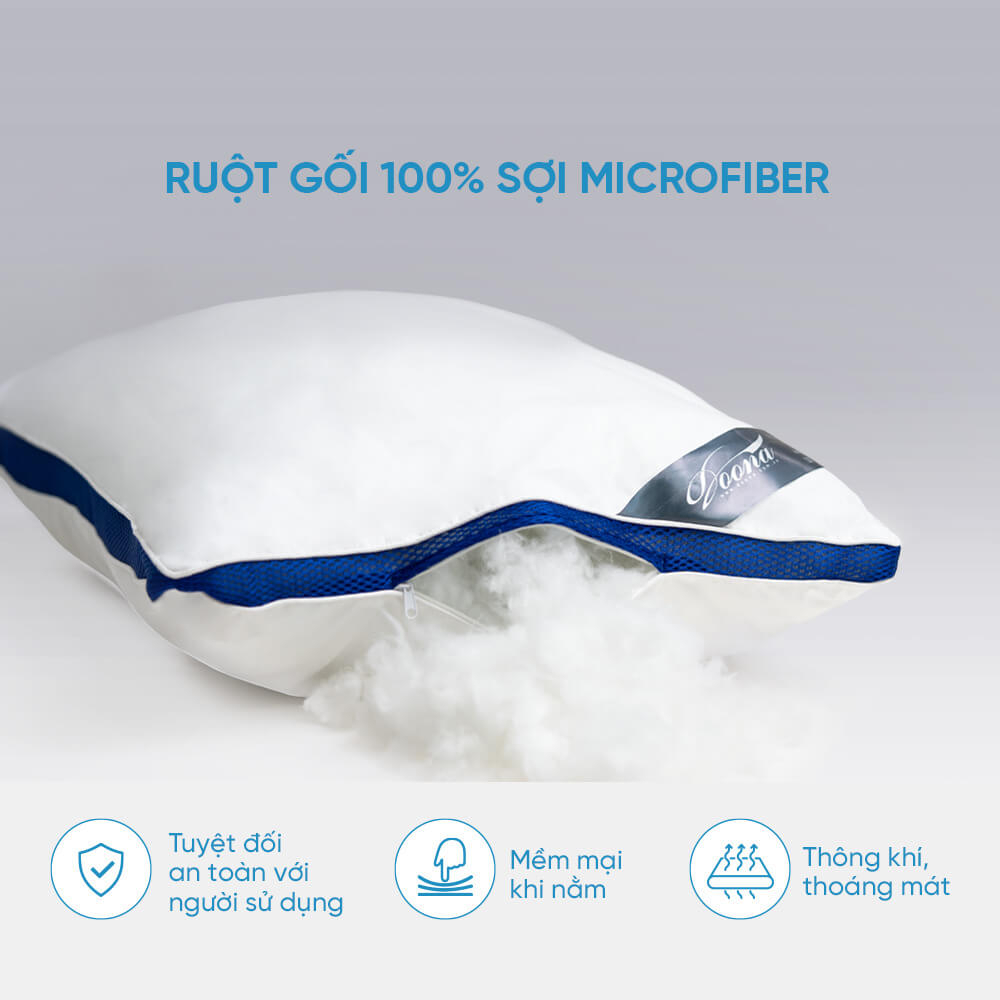 Gối nằm lông vũ nhân tạo Doona Microfiber Cao Cấp êm ái mềm mại bảo hành bởi Vua Nệm