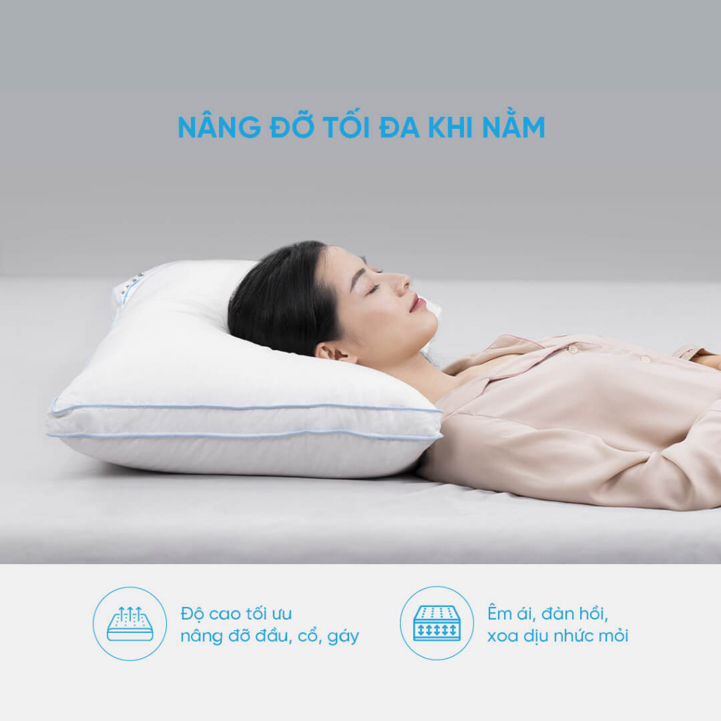 Gối nằm lông vũ Doona Sandwich 45x65cm siêu mềm và êm ái bảo hành bởi Vua Nệm