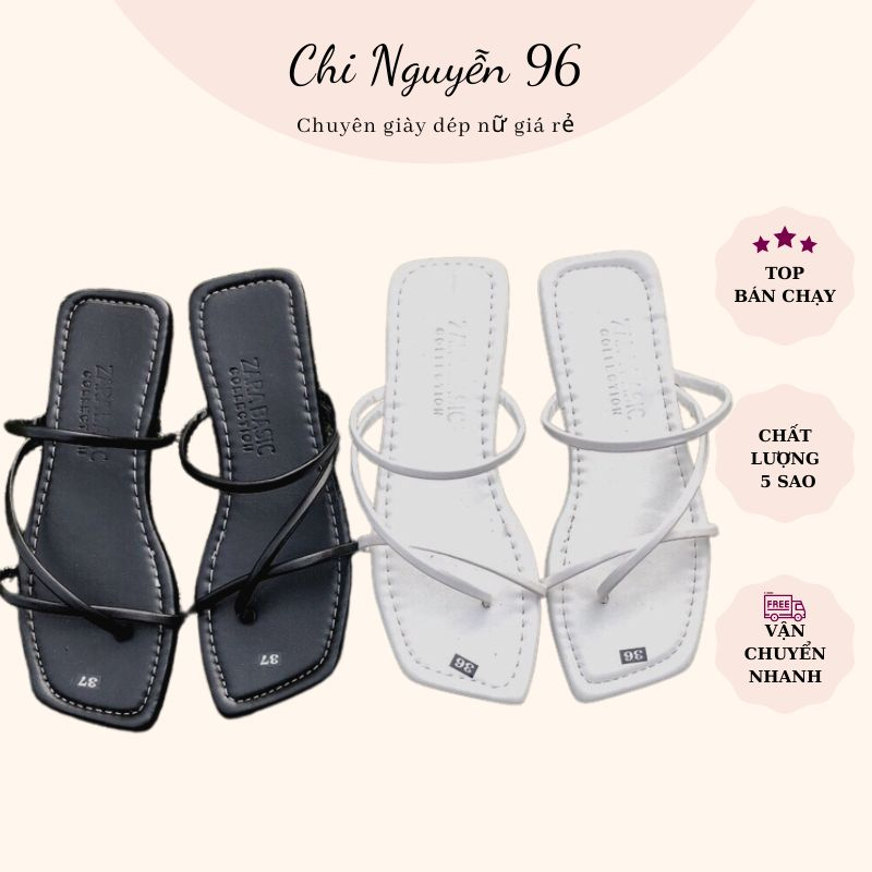 Dép xỏ ngón 2 quai mảnh đế bệt đi biển thời trang hè 2023 siêu xinh xắn, tiện lợi