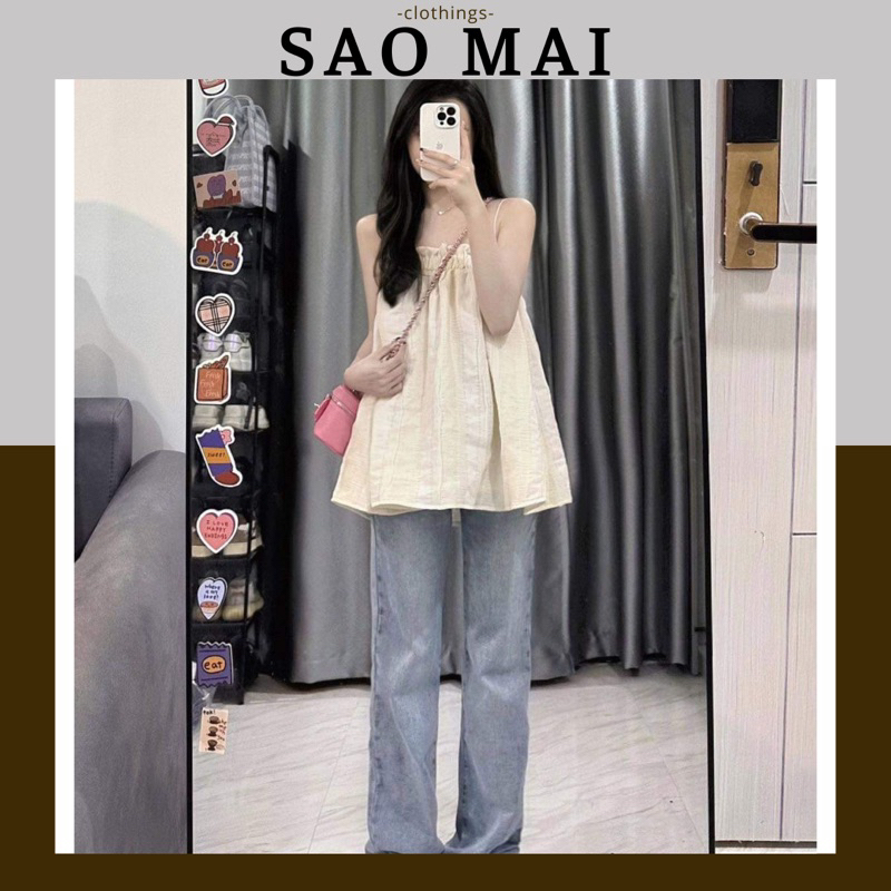 Áo 2 dây nữ tiểu thư phong cách hàn quốc