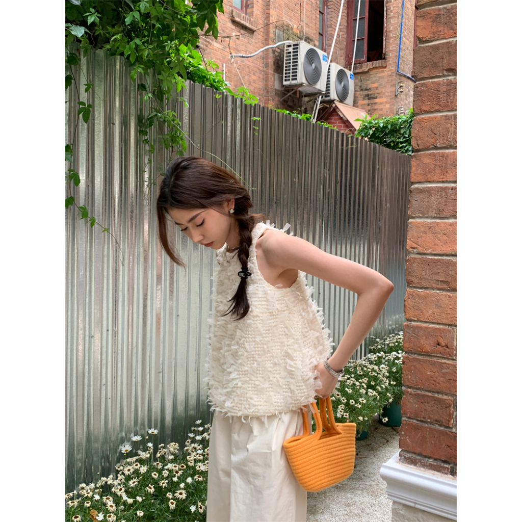 Áo yếm sát nách tua rua thanh lịch sang chảnh phong cách Hàn Quốc