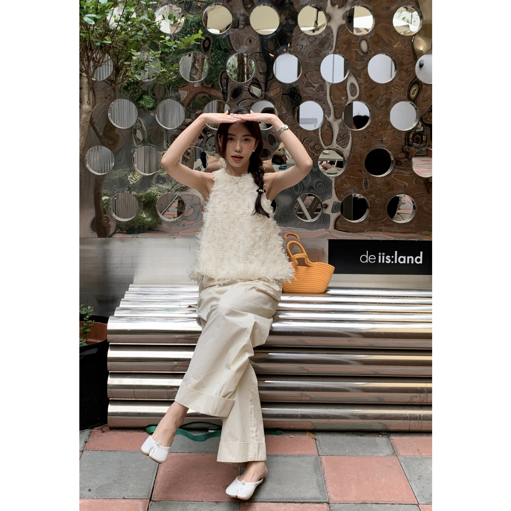 Áo yếm sát nách tua rua thanh lịch sang chảnh phong cách Hàn Quốc