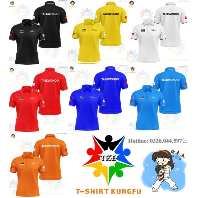 Áo thun Taekwondo, mẫu áo polo vải thoáng mát
