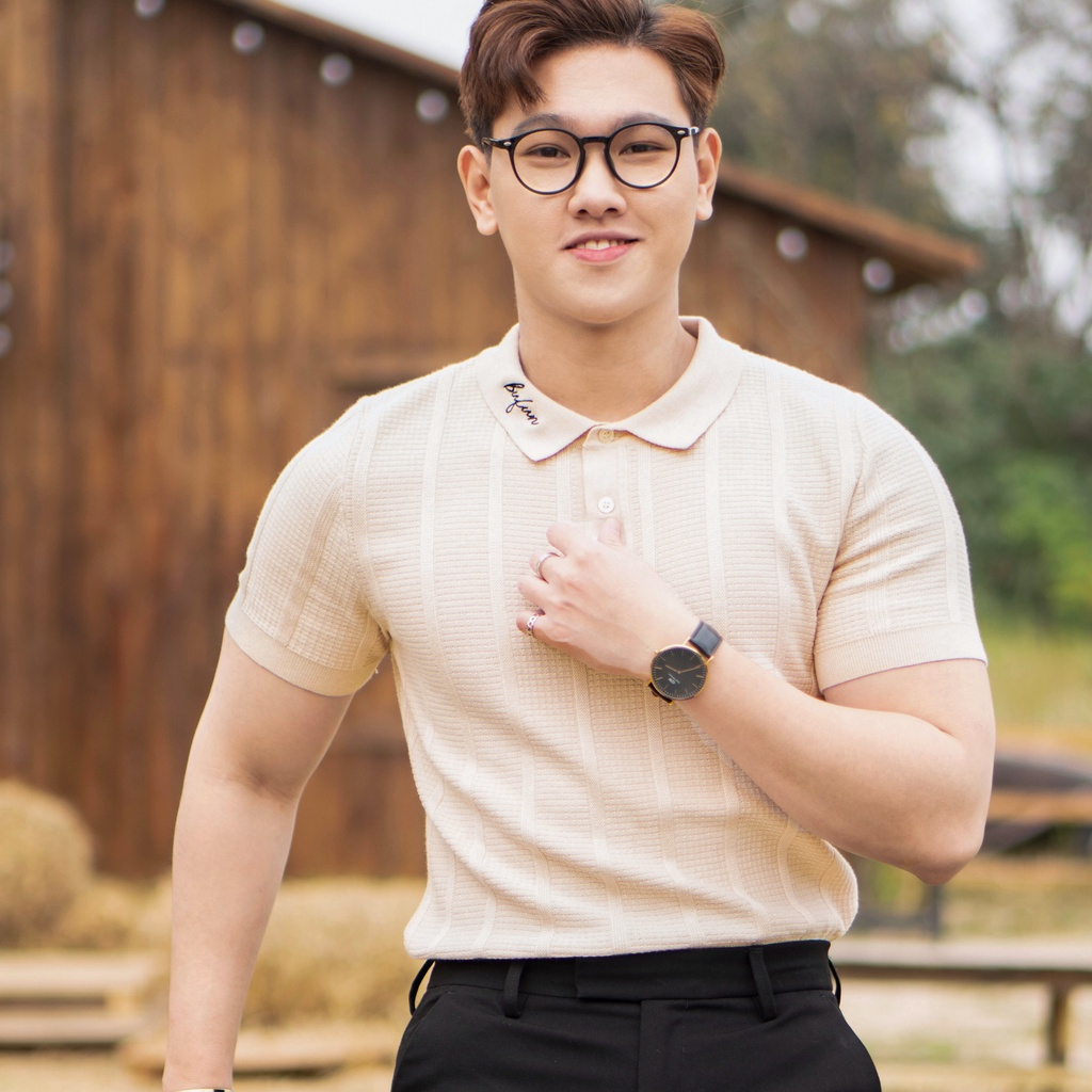 Áo Polo dệt kim KNIT Bufun Form Regular màu be