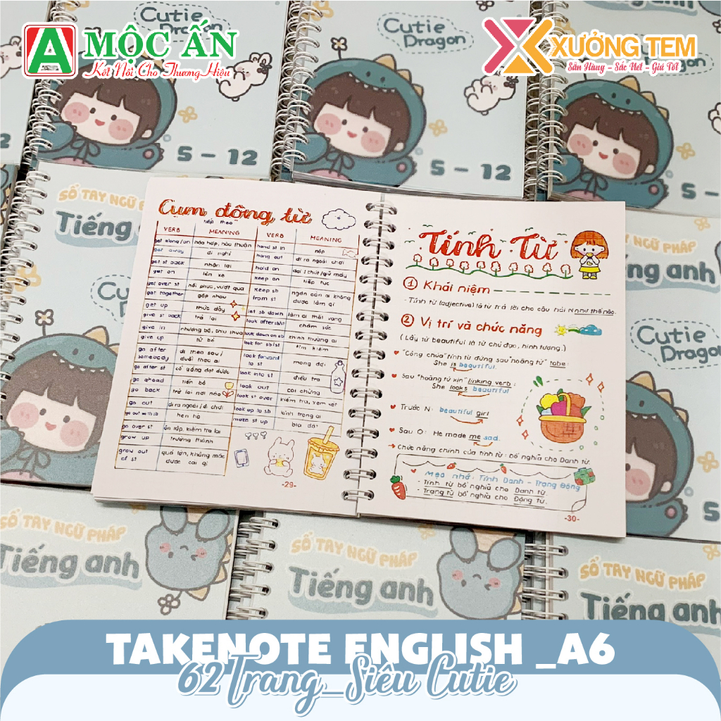 Combo Takenote Tiếng Anh + Notebook A6 - 62 trang - Bản Mới Nhất, #Takenotetienganh #tienganh5-12 #sotaytienganh