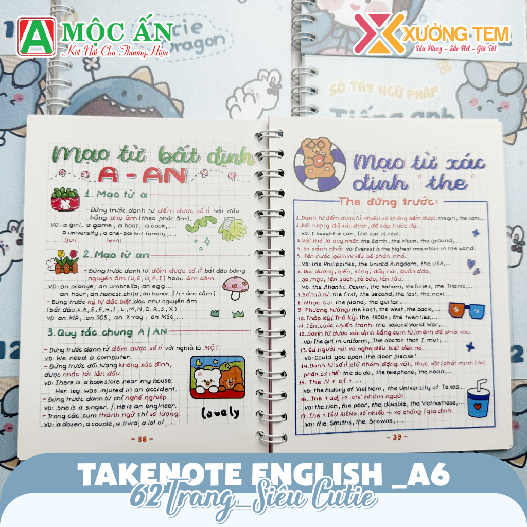 Combo Takenote Tiếng Anh + Notebook A6 - 62 trang - Bản Mới Nhất, #Takenotetienganh #tienganh5-12 #sotaytienganh