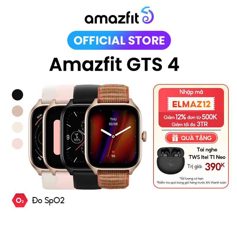 Đồng Hồ Thông Minh Cao Cấp Amazfit GTS 4 - Hàng Chính Hãng - BH 12 Tháng