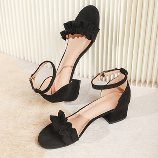 GIÀY SANDAL CAO GÓT GNS92 CÓ MÀU ĐEN CAO 7P,THỜI TRANG MỚI 2023.
