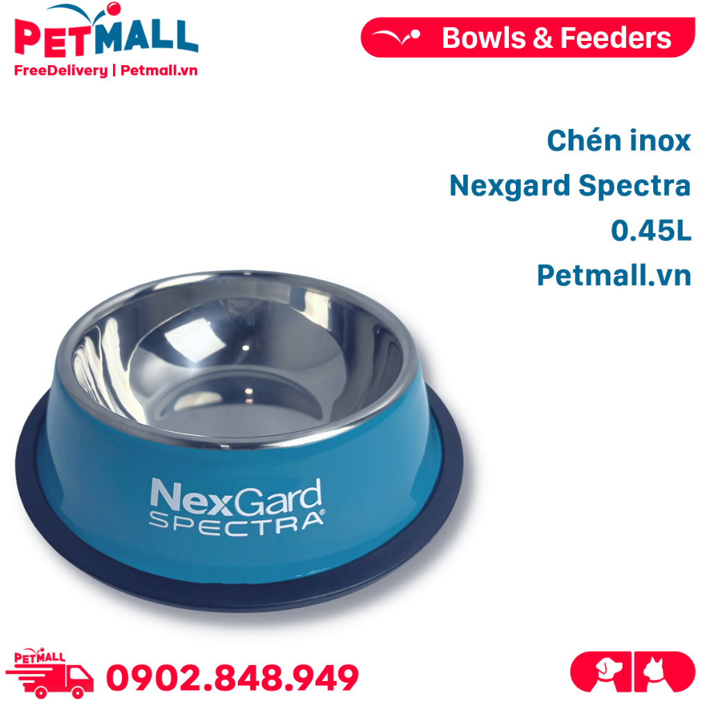 Chén inox Nexgard Spectra 0.45L cho cún từ 2 -60kg PetZoneHCM