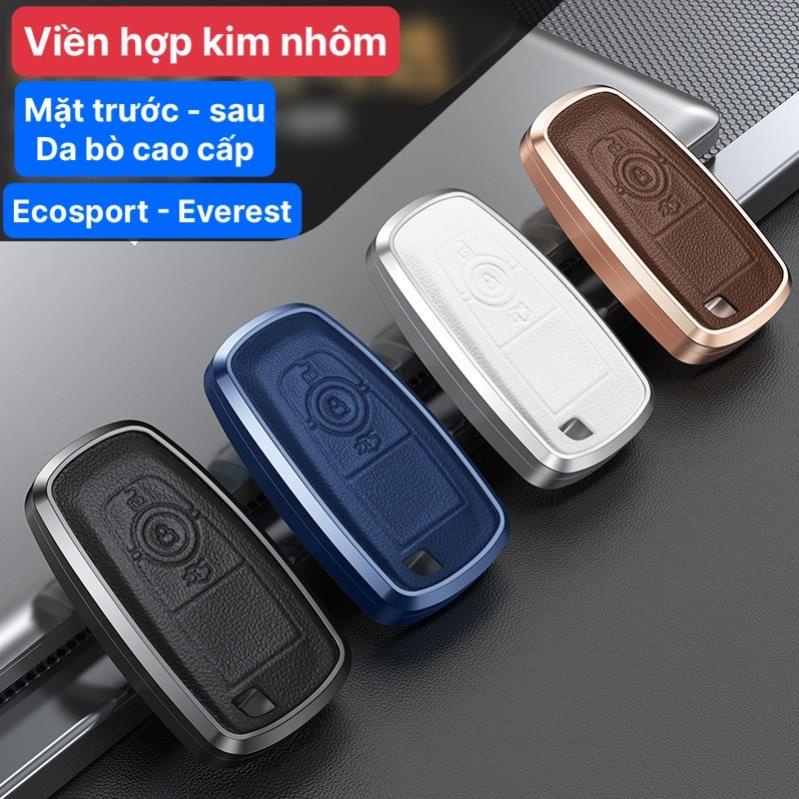 Ốp khóa xe titan mặt da cao cấp chìa khoá xe Ford Everest mẫu 3 nút, Ford Ecosport,ốp khóa viền kim loại by Ốp khóa VIP