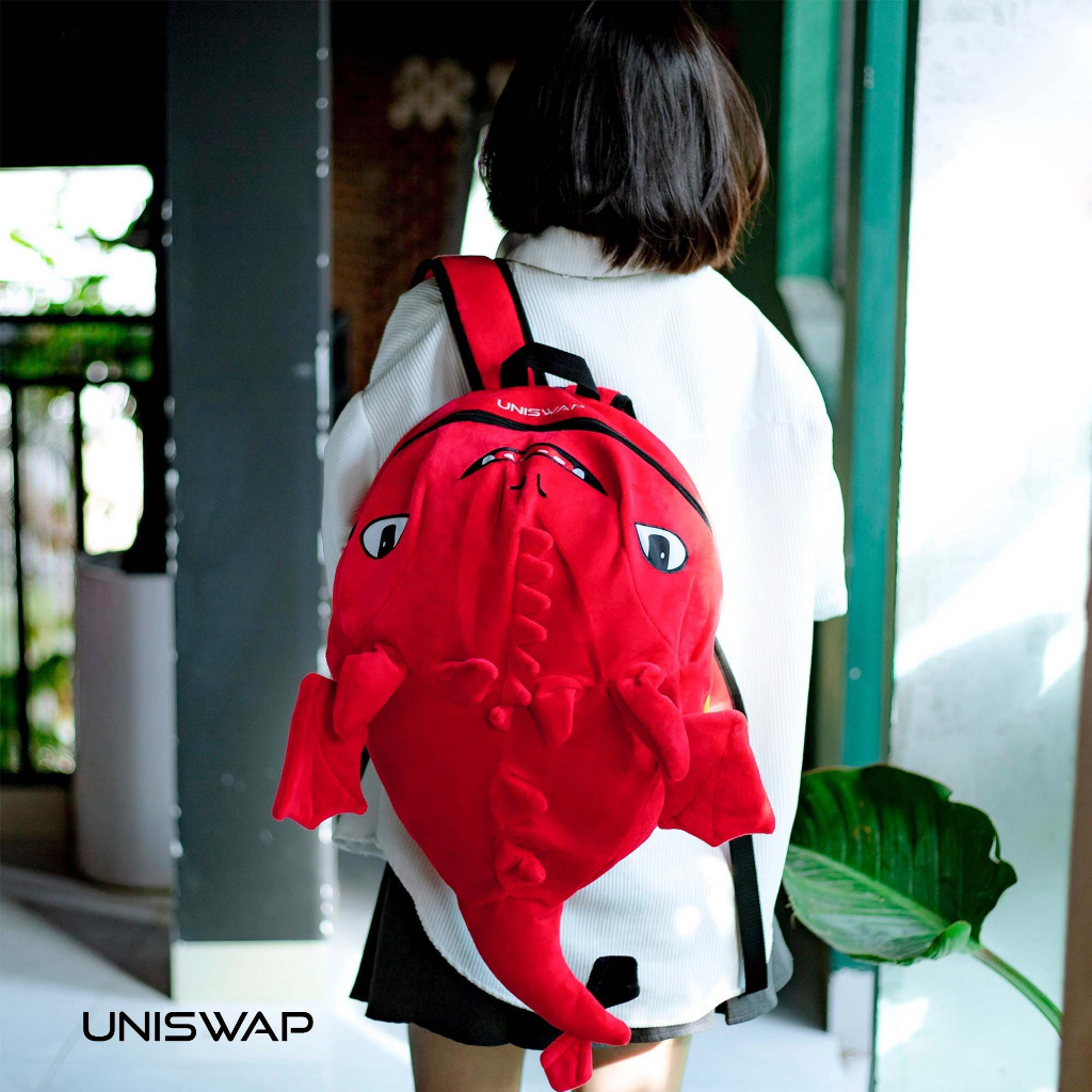 Balo rồng vải nhung mịn màu đỏ cực dễ thương, đựng vừa nón bảo hiểm, đồ dùng, đi học, đi du lịch - HÀNG NHƯ HÌNH