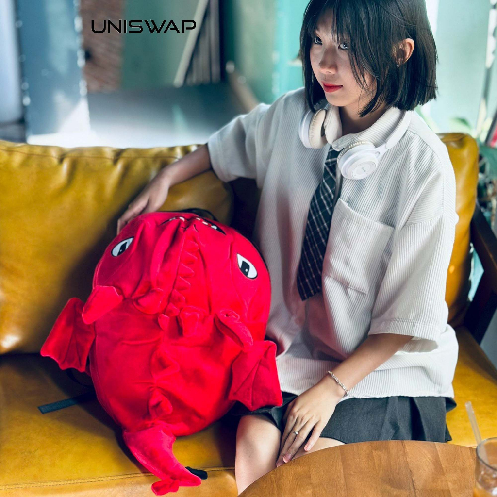 Balo rồng vải nhung mịn màu đỏ cực dễ thương, đựng vừa nón bảo hiểm, đồ dùng, đi học, đi du lịch - HÀNG NHƯ HÌNH