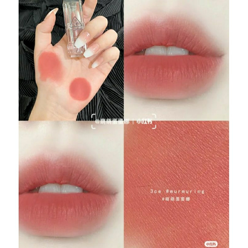 son lì mềm 3CE vỏ trong soft matte màu Murmuring hồng cam đào