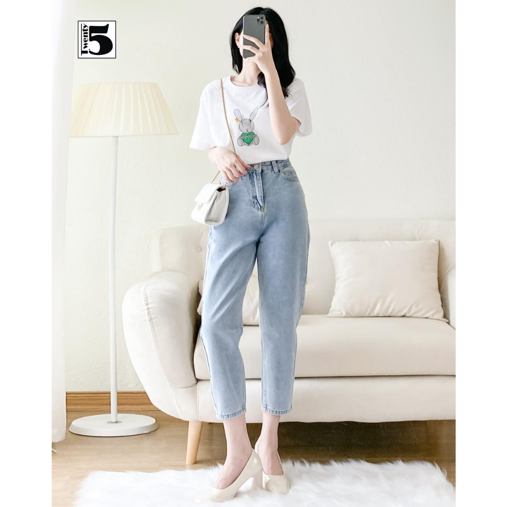 Quần jeans baggy nữ lưng cao tôn dáng trẻ trung năng động Twentyfive 3754M