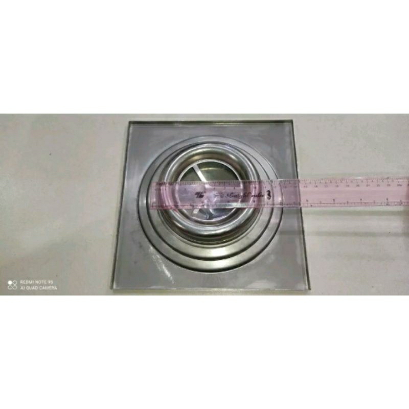 Phễu thu sàn, ga thoát nước inox cỡ đại dùng cho ống phi 125, phi 140, 160. Kích thước mặt ga 20 cm x 20 cm