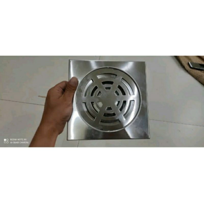 Phễu thu sàn, ga thoát nước inox cỡ đại dùng cho ống phi 125, phi 140, 160. Kích thước mặt ga 20 cm x 20 cm