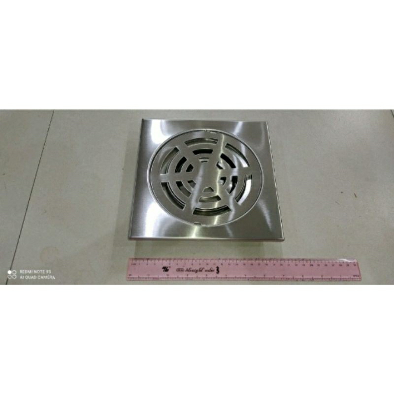 Phễu thu sàn, ga thoát nước inox cỡ đại dùng cho ống phi 125, phi 140, 160. Kích thước mặt ga 20 cm x 20 cm
