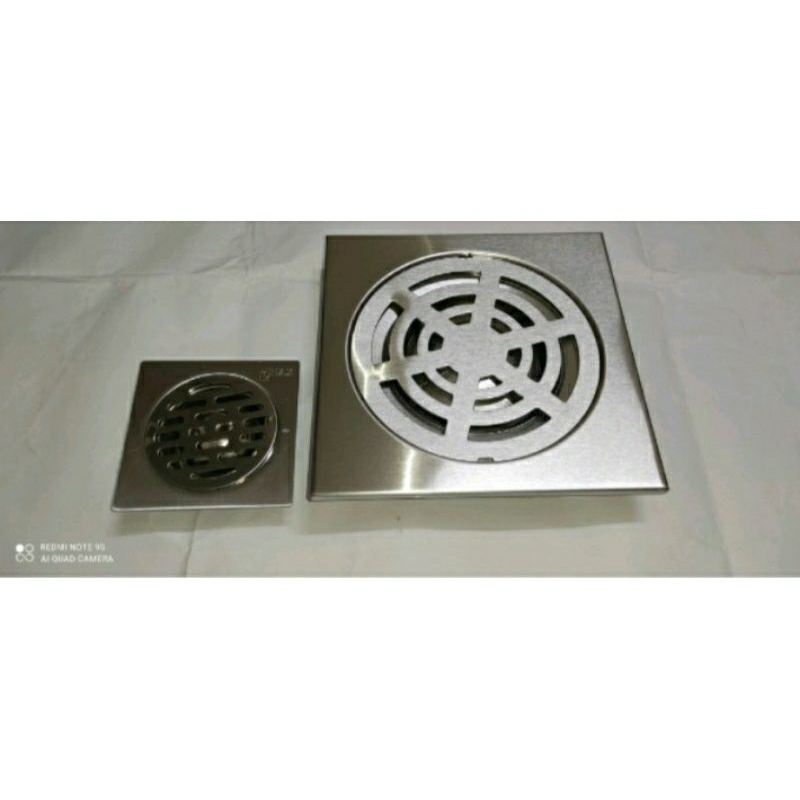 Phễu thu sàn, ga thoát nước inox cỡ đại dùng cho ống phi 125, phi 140, 160. Kích thước mặt ga 20 cm x 20 cm