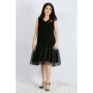 [ Chính hãng ] Đầm tunic cổ tròn ben T - L - đen caro - DE THUONG