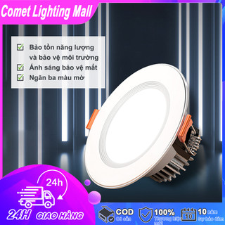 CLM Đèn Led âm trần siêu mỏng 5W Đèn downlight ba màu có thể điều chỉnh Đèn LED downlight âm trần Viền Vàng Đen Bạc