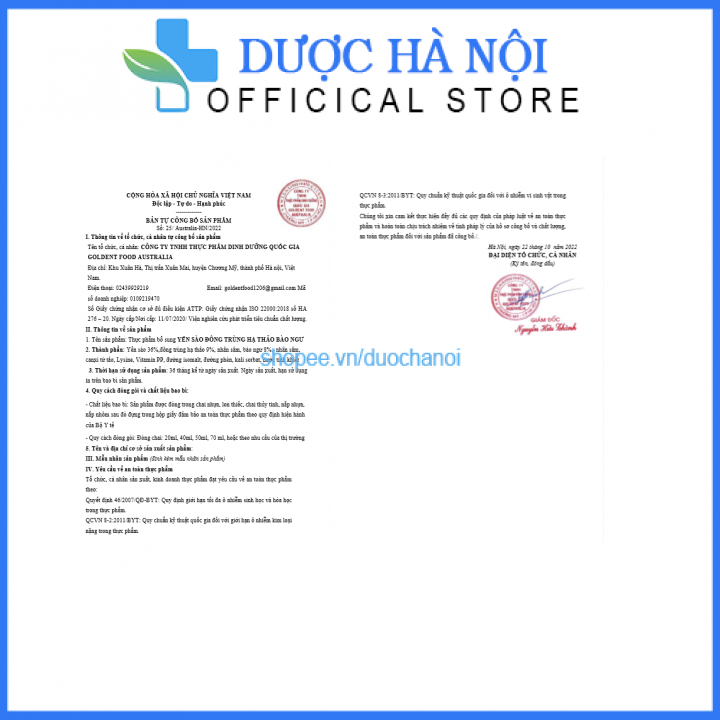 Yến sào Hồng sâm Đông Trùng Hạ Thảo BÀO NGƯ giúp bồi dưỡng sức khoẻ, đẹp da, ăn ngủ ngon - Hộp 70ml