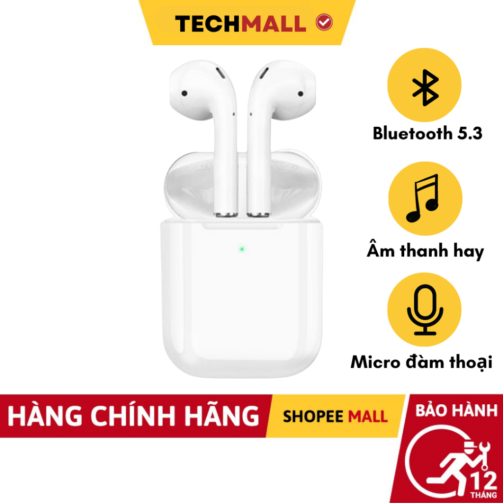 Tai nghe bluetooth I12 tws không dây âm thanh hifi cảm ứng thông minh- TECHMALL