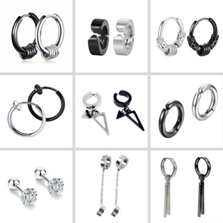 Bông Tai Nam Nữ Titan – Khuyên Tai Đen Bạc Đơn Giản Unisex Phong Cách Hàn Quốc Tavi Studio ( 1 Chiếc )