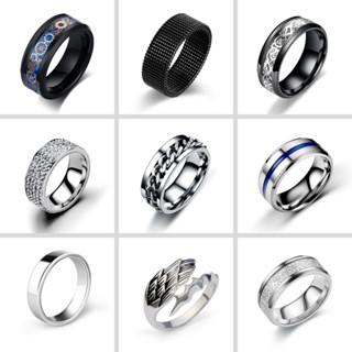 Nhẫn Titan Nam Nữ Unisex Basic Màu Bạc Thời Trang Hàn Quốc Tavi Studio - Set Nhẫn Tổng Hợp Cá Tính