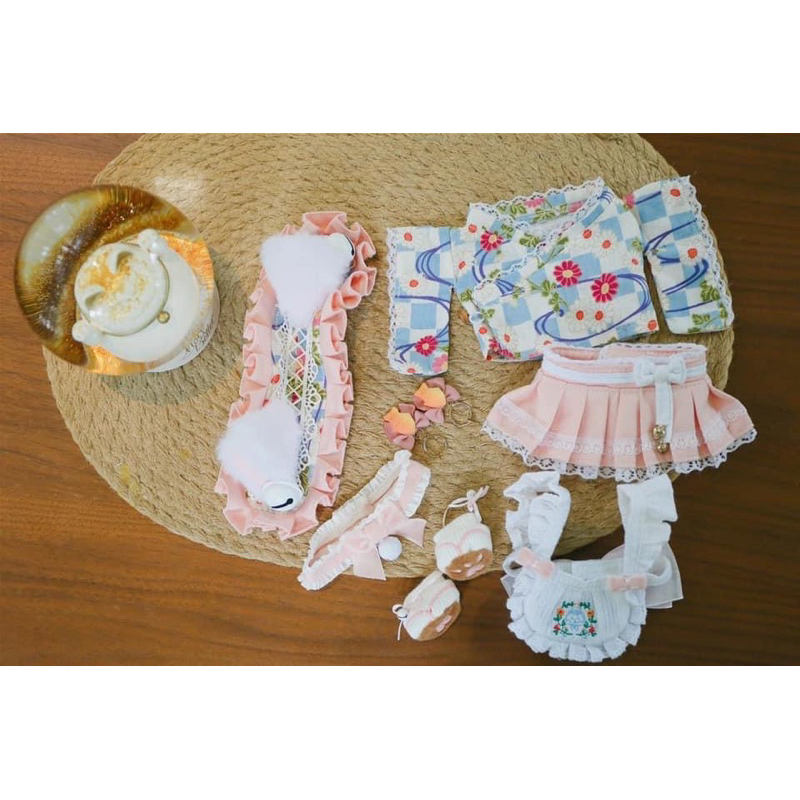 Set outfit Meow Meow Restaurant đỏ/ hồng fullset - Sẵn