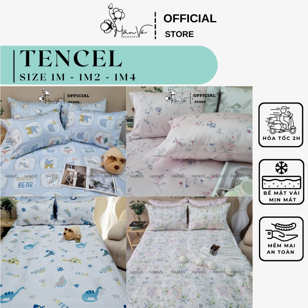 Ga Drap lẻ LỤA TENCEL 60S 1M 1M2 1M4 nhiều họa tiết Hân Võ cao cấp, chất liệu mát mịn,