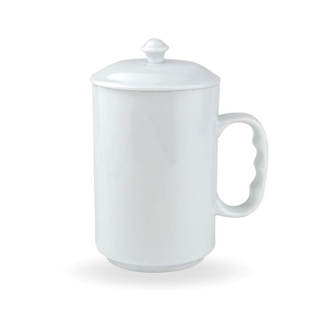Cốc nước sứ trắng trơn 500ml - Ly sứ Bát Tràng có tay cầm cách nhiệt,hàng được bảo hành.
