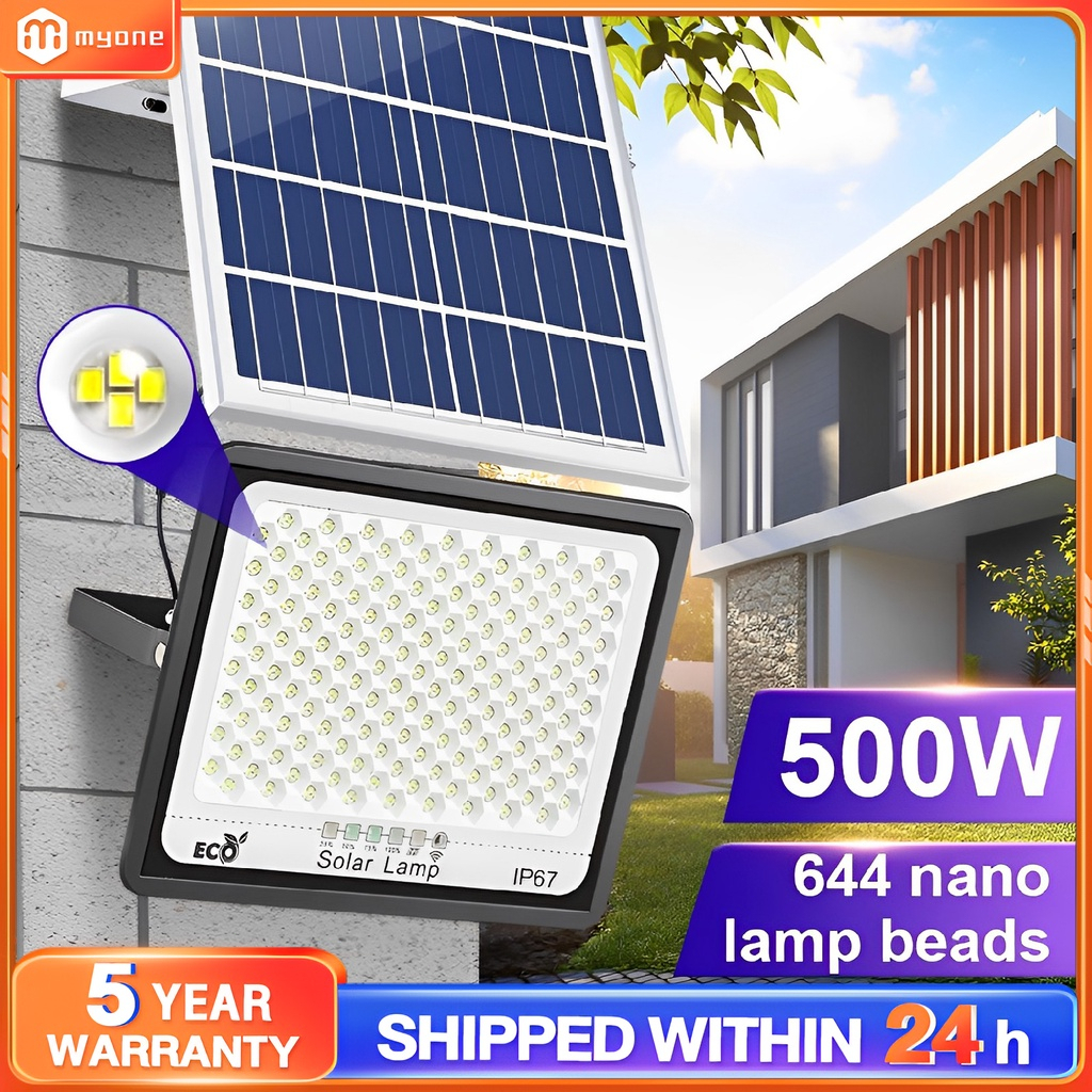 Bm【Chính Hãng】Đèn Năng Lượng Mặt Trời 500W 400W 300W Đèn Trần Hạt Đèn Pha 4 Core Đèn Led Chống Lóa Cao Cấp 2023 Chống Nước Ip67 Điện Không Bị Ngắt Quãng Vào Những Ngày Mưa